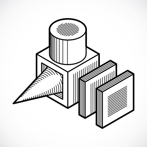 Abstract vector, isometric dimensional shape.