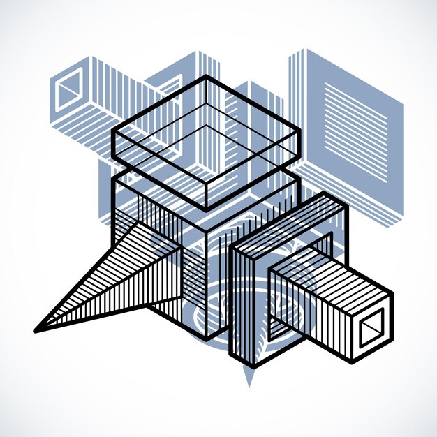 Abstract vector isometrische dimensionale vorm gemaakt met behulp van geometrische figuren.