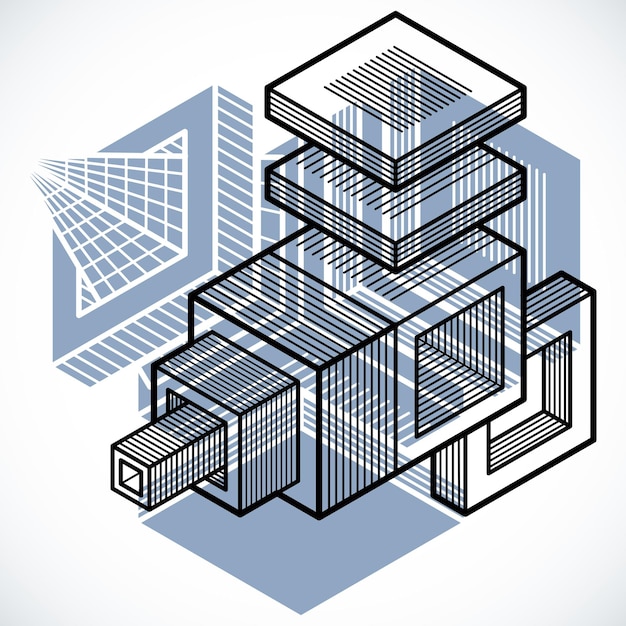 Abstract vector isometrische dimensionale vorm gemaakt met behulp van geometrische figuren.