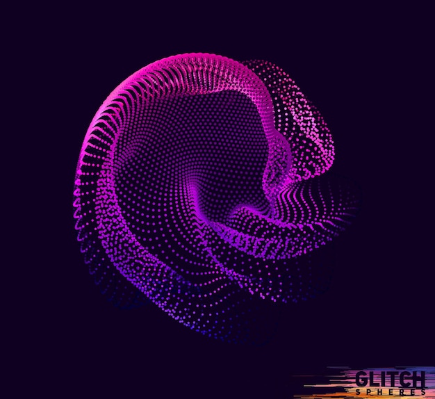 Abstract vector kleurrijke mesh op donkere achtergrond Futuristische stijl kaart Beschadigde punt bol