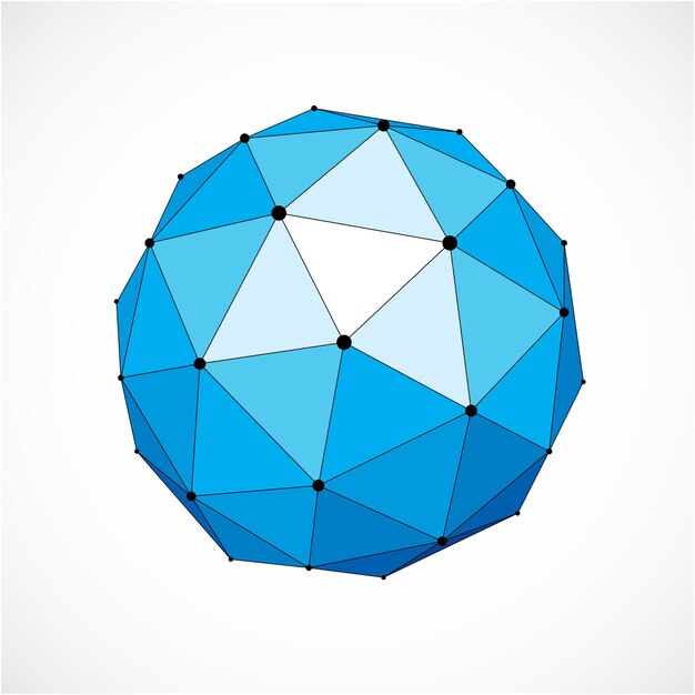 Abstract vector laag poly-object met zwarte lijnen en punten aangesloten. Blauwe 3d origami futuristische vorm met zwarte overlappende lijnen mesh.