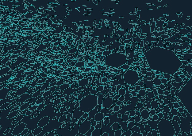 Абстрактный векторный ландшафтный фон Киберпространственная сетка 3d технологическая иллюстрация