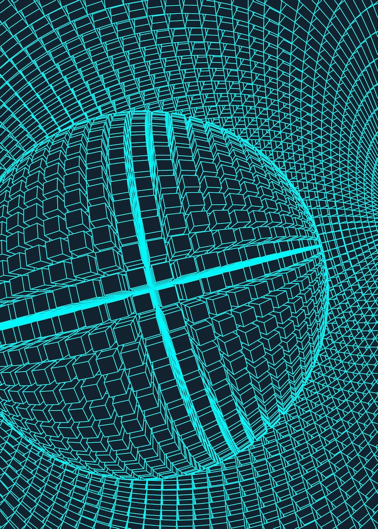 Vector abstract vector landscape background cyberspace landscape grid 3d technology vector illustration
