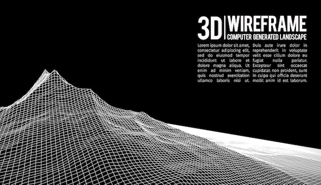 Абстрактный векторный ландшафтный фон киберпространство пейзажная сетка d технологическая векторная иллюстрация