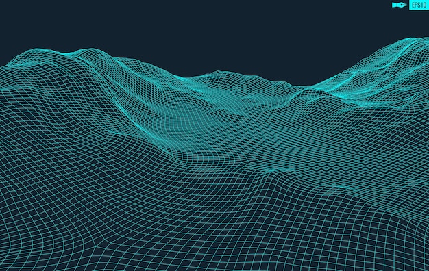 Abstract vector landschap achtergrond Cyberspace raster 3d technologie illustratie