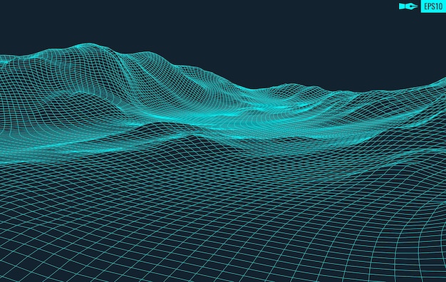 Abstract vector landschap achtergrond Cyberspace raster 3d technologie illustratie