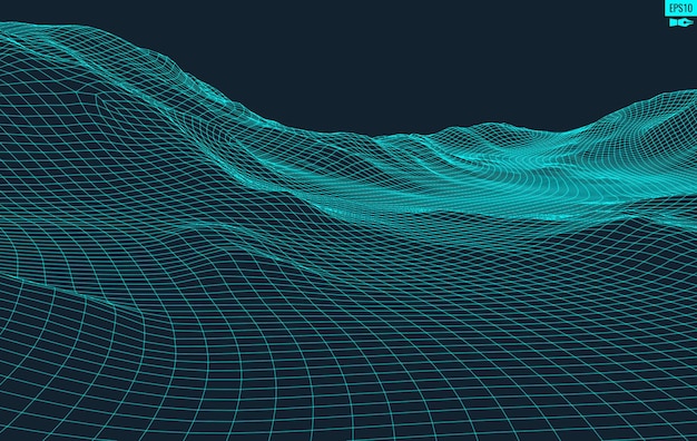 Abstract vector landschap achtergrond Cyberspace raster 3d technologie vectorillustratie