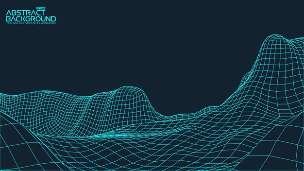 Abstract vector landschap achtergrond Cyberspace raster 3d technologie vectorillustratie
