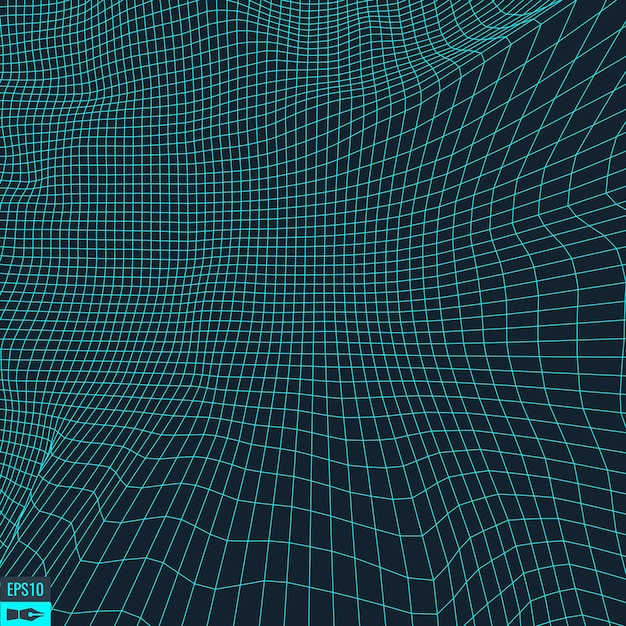 Abstract vector landschap achtergrond Cyberspace raster 3d technologie vectorillustratie