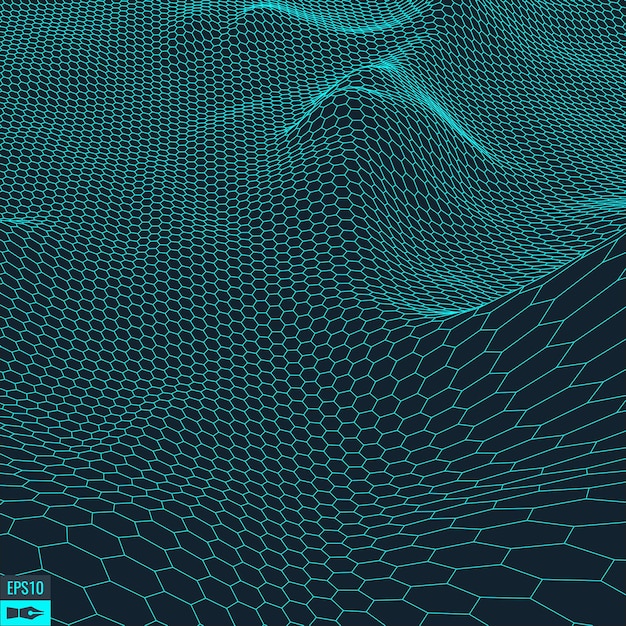 Abstract vector landschap achtergrond Cyberspace raster 3d technologie vectorillustratie