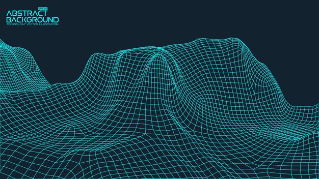 Abstract vector landschap achtergrond Cyberspace raster 3d technologie vectorillustratie