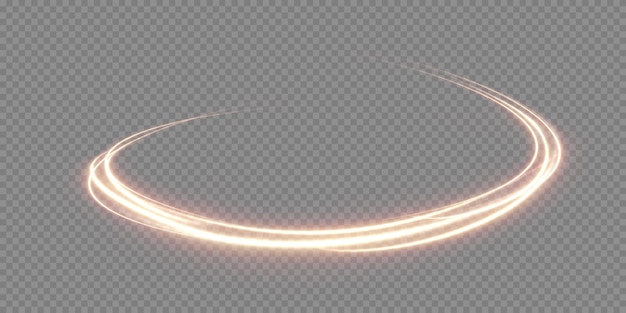 abstract vector light effect of golden line of light. movement light lines moving in a circle.