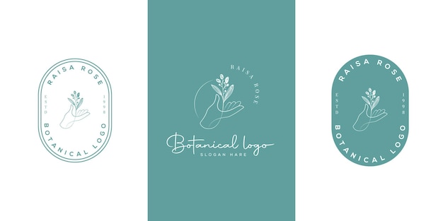 Vettore logo vettoriale astratto con fiore selvatico e foglie simbolo per prodotti di bellezza cosmetici