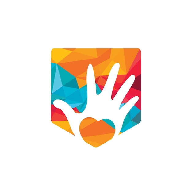 Vector abstract vector logo heart in a hand