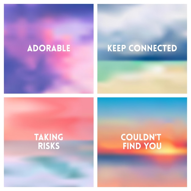 Abstract vector multicolored blurred background set  colors set