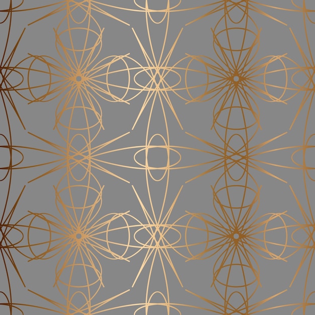 Abstract vector ornamental seamless golden pattern Gray background