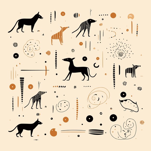 Abstract vector patter in concept of dogs puppies playful and organic shapes