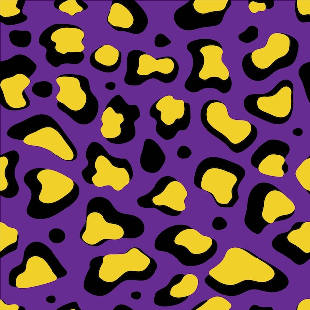 Vector abstract vector pattern leopard black and yellow spots on purple background modern seamless background