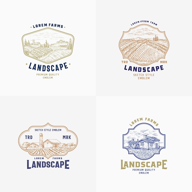 Abstract Vector Rural Farm Signs, Badges or Logo Templates Bundle