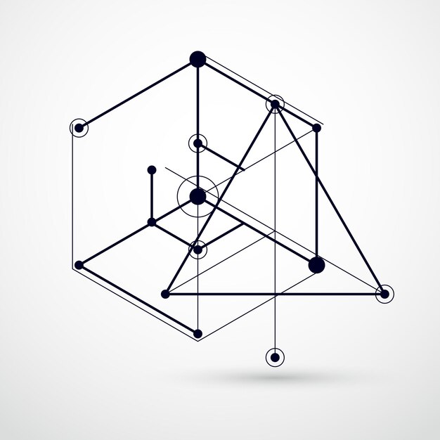 Abstract vector samenstelling met eenvoudige geometrische figuren, symbolen, kunst zwart-witte achtergrond. Technisch plan, abstract technisch ontwerp voor gebruik in grafisch en webdesign.