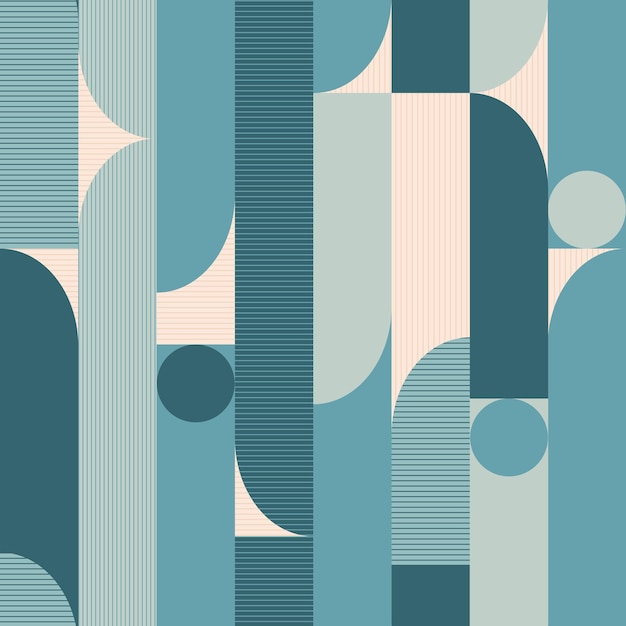 Abstract vector seamless pattern geometric shapes in retro style