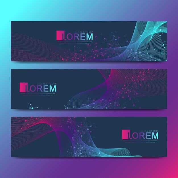 Vector abstract vector set of modern website banners with dynamic linear