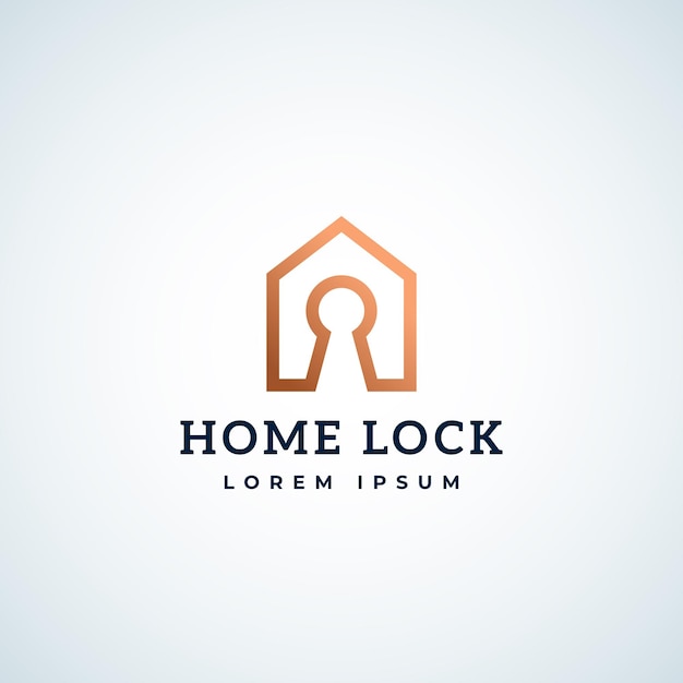 Abstract Vector Sign Symbol or Logo Template Home Lock Real Estate Symbol Lock Hole in a House Frame with Modern Typography