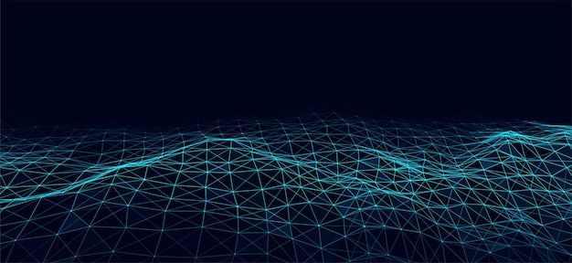 Abstract vector technology wave of particles Big data visualization Background with motion dots and lines Artificial intelligence