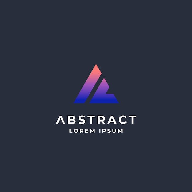 Abstract Vector teken embleem of Logo sjabloon kleurrijke gradiënt piramide op een donkere achtergrond A en L letters Monogram