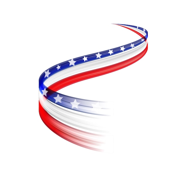Vector abstract vector wake moving dynamic american flag concept