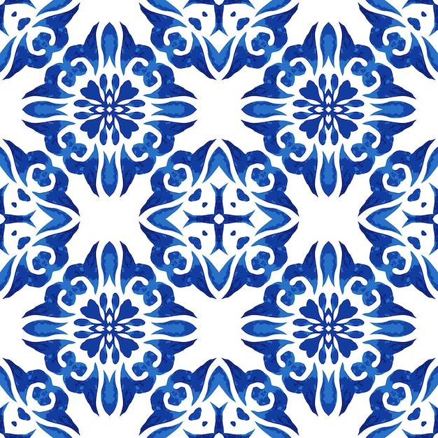 Abstract vector watercolor tile seamless ornamental pattern