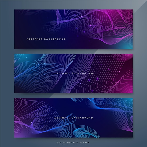 Vector abstract vector wave line flowing blue and pink purple gradient color isolated on black background for design elements in concept technology music science ai tech banner