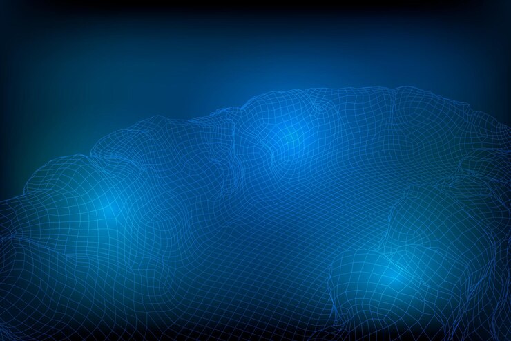Vector abstract vector wireframe landscape background 3d futuristic mesh mountains 80s retro illustration cyberspace technology valleys