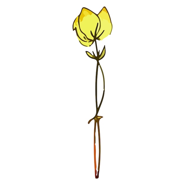 Abstract vectorillustratie van weide bloem freehand inkt en kleur stijl design element geïsoleerd op een witte achtergrond