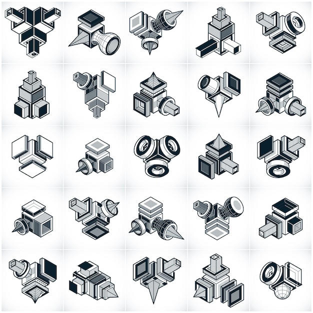 Абстрактные векторы, 3D набор простых геометрических фигур.