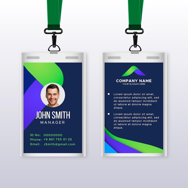 Vector abstract vertical id card template with photo