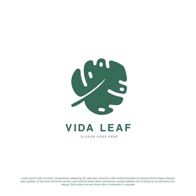 Abstract vida leaf logo icon vector design.