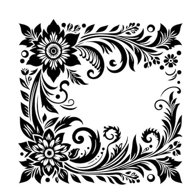 Abstract vintage floral frame design decorative frame element