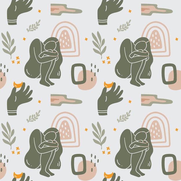 Vector abstract vintage seamless background, scandinavian style pattern, bohemian concept