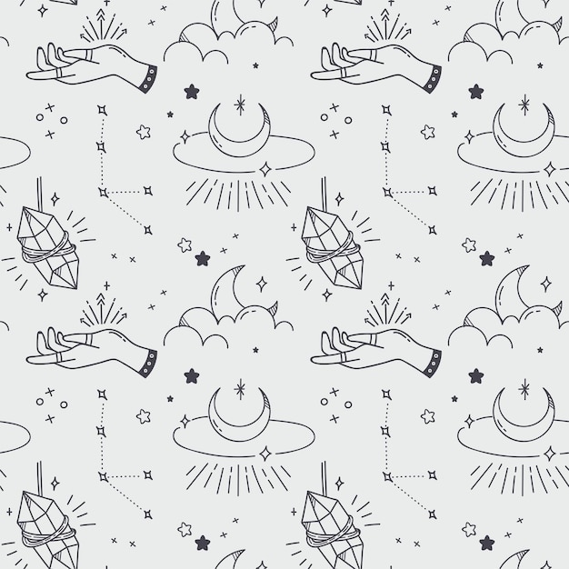 Abstract Vintage Seamless Background, Scandinavian Style Pattern, Bohemian Concept