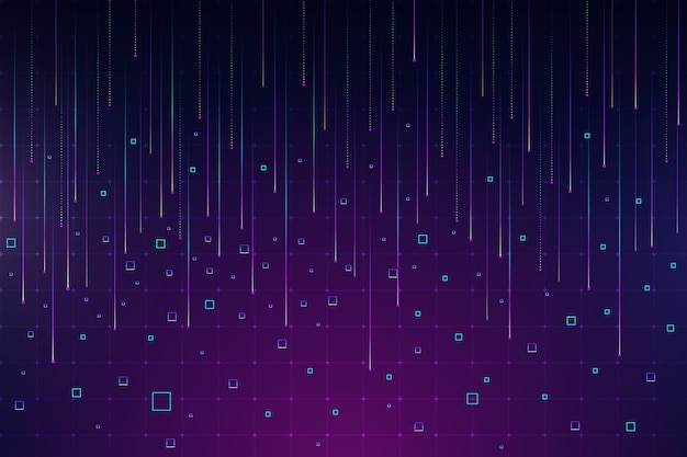 Vector abstract violet pixel rain background