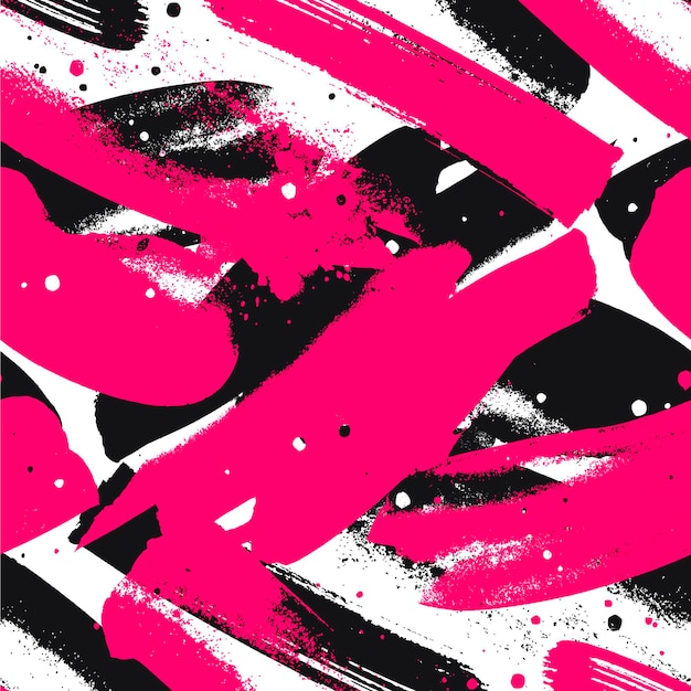 Abstract vivid pink and black paint strokes pattern