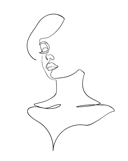 Vector abstract vrouw portret lijnkunst tekening vrouwelijke silhouet eén lijn tekening vector illustratie