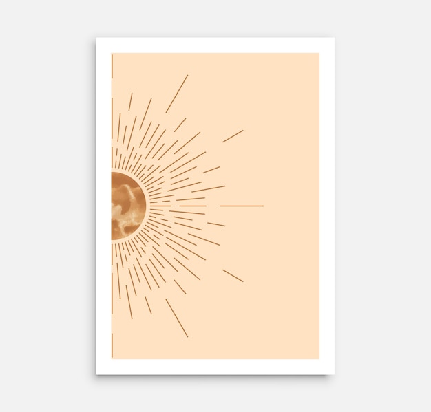 Poster artistico da parete astratto ambientato in uno stile moderno di metà secolo con luna boho e fasi lunari design per la stampa di interni domestici ecc