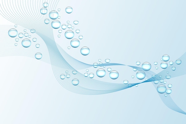 Вектор Абстрактный фон воды, волны и пузыри. нежные голубые цвета. векторная иллюстрация