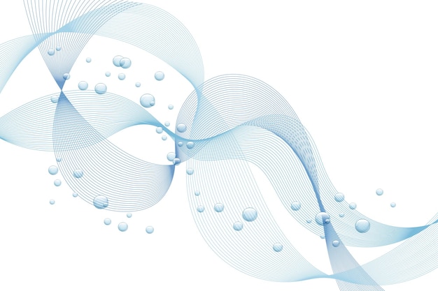 Vector abstract water background, waves and bubbles. delicate blue colors. vector illustration