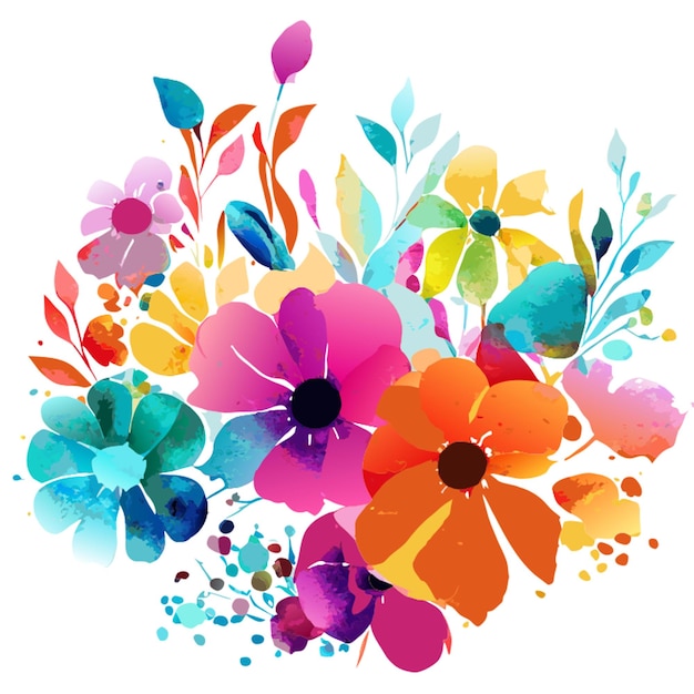 abstract water colored flower background with thank you text vector illustration