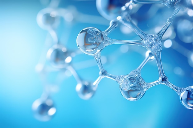 추상적인 물 분자 디자인 원자 공식 화학 과학 배너에 대한 추상적인 DNA 배경