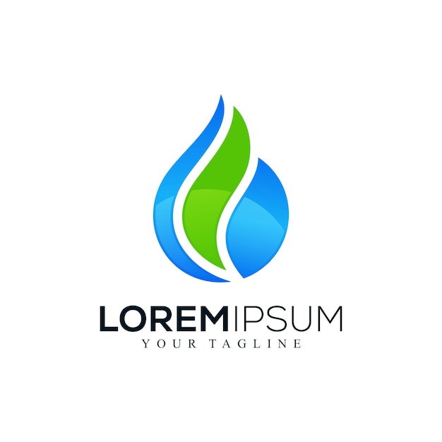 Abstract water with leaf logo design