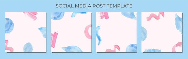 ソーシャルメディア投稿テンプレートの背景としての抽象的な水彩画